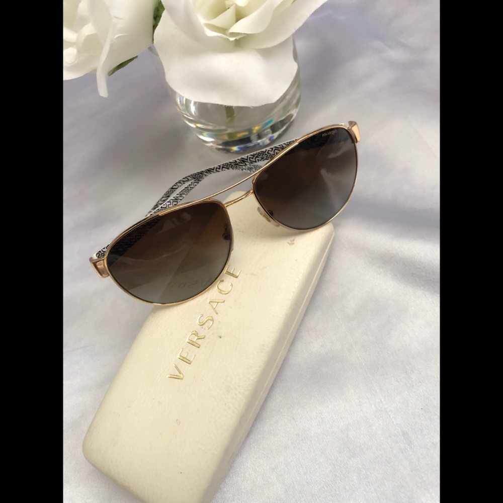 Women's Versace Polarized Sunglasses | White Frame